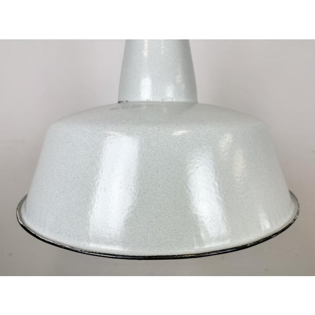 1960s Large Industrial Grey Enamel Factory Pendant Lamp from Zaos, 1960s For Sale - Image 5 of 18