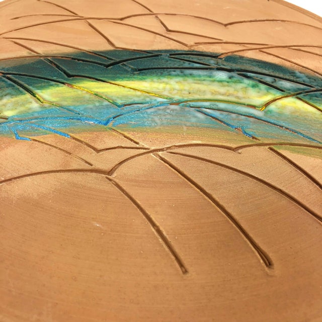 Red Clay & Ceramic Plate by Pasquale Santoro for Alitalia, 1985 For Sale - Image 3 of 7