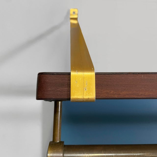 Metal Mid-Century Modern Italian Wood and Metal Wall Coat Rack with Hat Rack, 1960s For Sale - Image 7 of 16