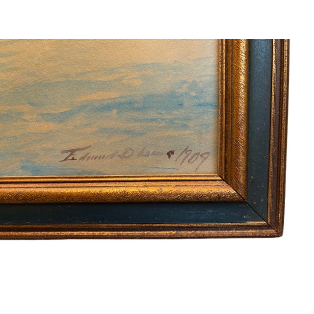 Matched Pair of 1909 Watercolors by Edmund Darch Lewis (1835–1910) | Hudson River School Artist's Seascapes For Sale - Image 4 of 12