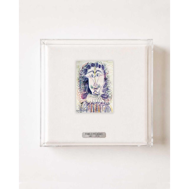 Mid-Century Modern Set of 4 Vintage Pablo Picasso Tête De Mousquetaire Offset Lithograph Prints in Plexiglass Frames, 1960s For Sale - Image 3 of 10
