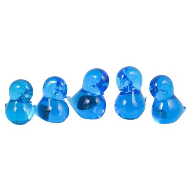 1970s Duck Figurines in Blue Art Glass by Josef Marcolin for FM Ronneby, 1970s, Set of 5 For Sale - Image 5 of 5