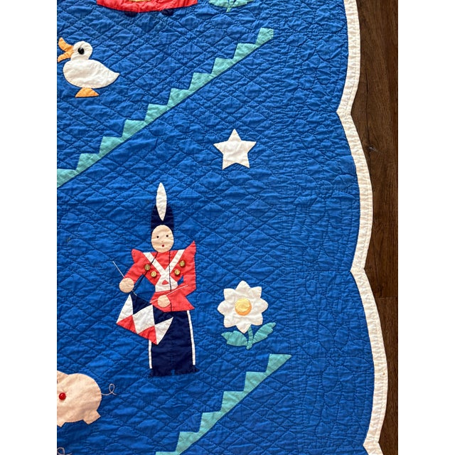 1930s Antique Handmade Dutch Folk Art Applique Child’s Nursery Quilt Textile Art For Sale - Image 9 of 14