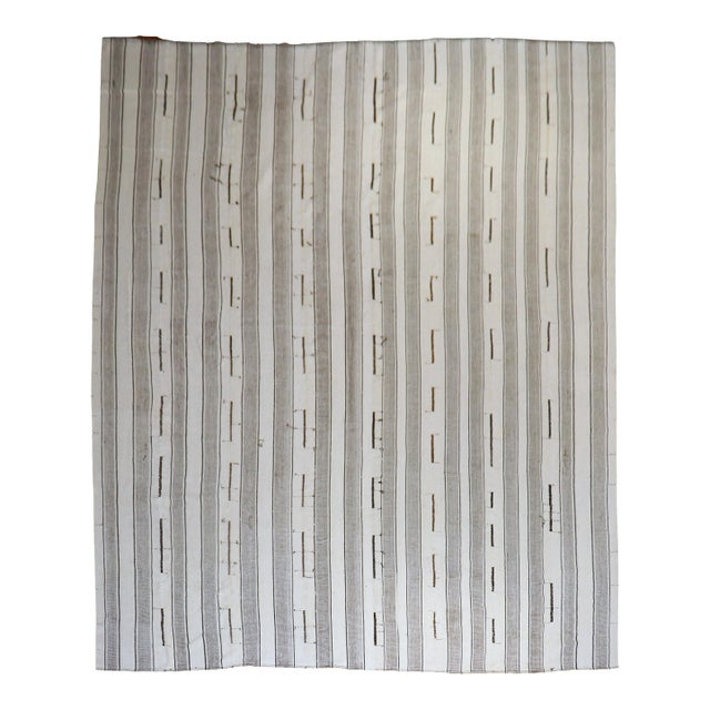 Vintage Zabihi Collection Oversize White Gray Turkish Kilim For Sale