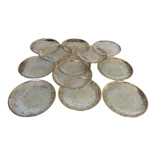 Set of 12 Vintage Neiman Marcus Italy 24k Gold Round Salad Lunch Plates Made in Italy 1998-2000 For Sale