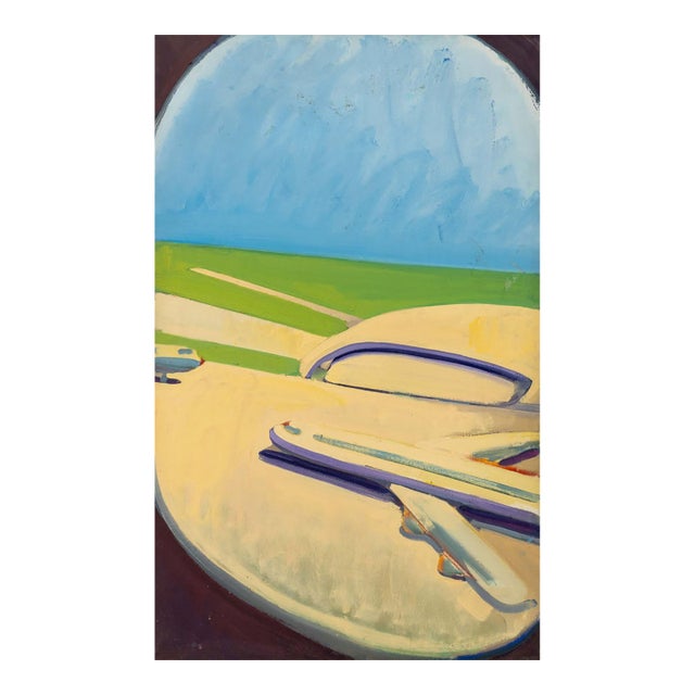 Daniel W. Freeman "Journey to Jfk: Pablo Landing Right on Time", Oil on Canvas, 1975 For Sale