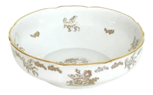 Porcelaine de France Hand Painted Whitend Gold Centerpiece Bowl Dish