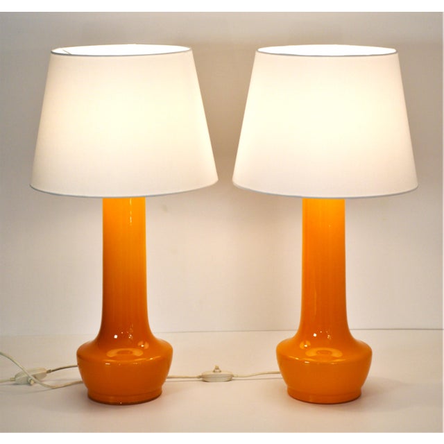 Swedish Art Glass Table Lamps by Gert Nyström for Hyllinge Glasbruk, 1960s, Set of 2 For Sale - Image 3 of 11