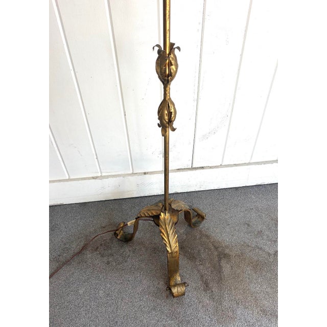 1960s Italian Gilt Tole Candelabra Floor Lamp For Sale - Image 4 of 4