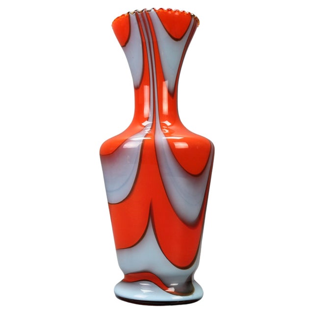 Italian Opaline Florence Glass Vase in Red and Grey, 1970s For Sale - Image 15 of 15