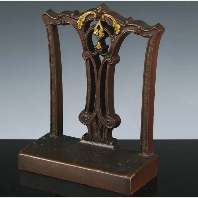 American American Bookends in the Form of a Chippendale Chair Back, Bradley & Hubbard For Sale - Image 3 of 8