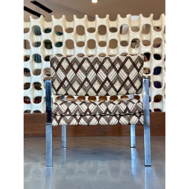 1970s Milo Baughman Chrome and Wool Lounge Chair For Sale - Image 12 of 13