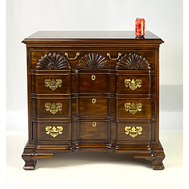 Vintage Chippendale Style Block-Front Solid Cherry Bachelor's Chest by Harden For Sale - Image 18 of 18