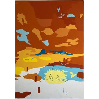 Tom Baldwin, Large Abstract Vibrant Colorful Silkscreen Serigraph Print Japanese Garden, 1996 For Sale