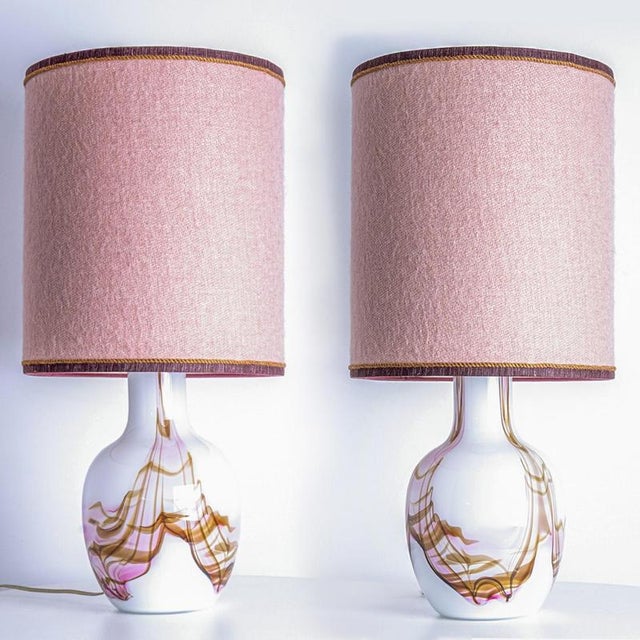 White and Pink Glass Table Lamp from Holmegaard, 1970 For Sale - Image 15 of 15