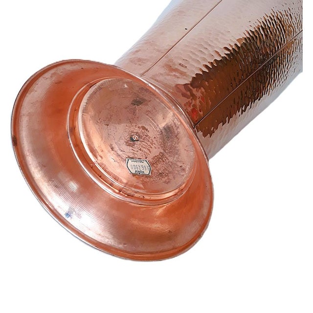 Vintage Copper Umbrella Stand in Hammered, Copper, Brass Handle, 1950 For Sale - Image 6 of 9