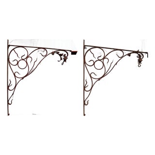 Antique Late 19th Century Wrought Iron Canopy Brackets For Sale