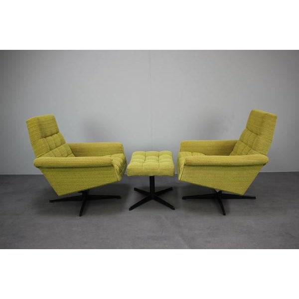 Textile Mid-Century Modern Chairs with Ottoman by Morávek and Munzar, 1970s, Set of 3 For Sale - Image 7 of 12