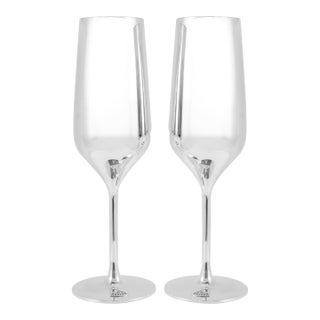 Maybach by Robbe & Berking Pair of Silver Plated Champagne Flute For Sale