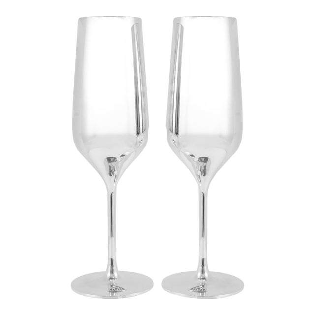 Maybach by Robbe & Berking Pair of Silver Plated Champagne Flute For Sale