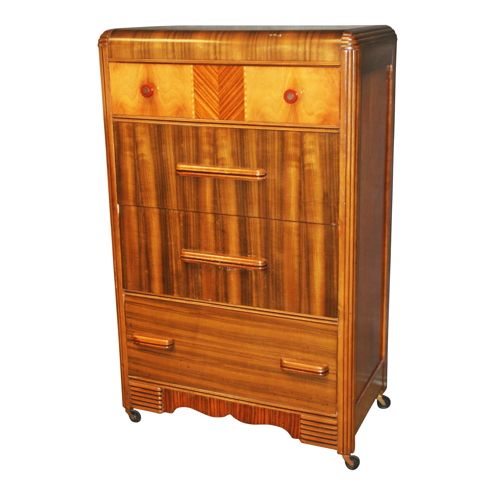 Art Deco Waterfall Dresser With Bakelite Drawer Pulls Chairish