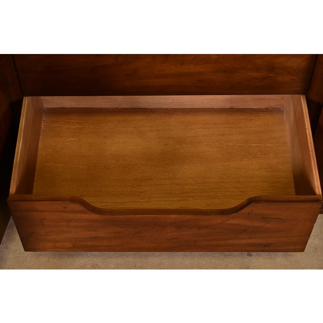 Drexel Heritage French Regency Louis XVI Burled Walnut Triple Dresser or Credenza, Circa 1970s For Sale In South Bend - Image 6 of 11