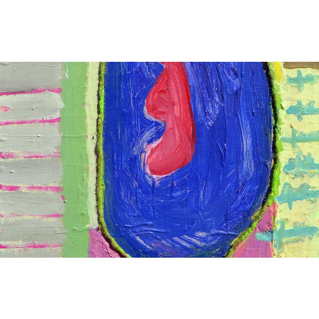 Figure in Blue Pool - Vintage Abstract Impressionist Composition in Oil Compelling figure in blue pool abstract...
