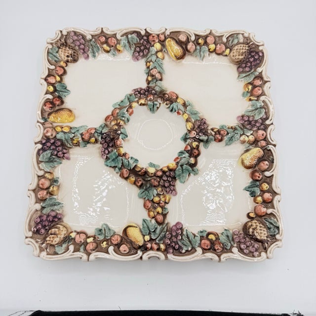 Cream Vintage Della Robbia Style Five-Part Fruit Serving Platter, Circa 1950s–60s For Sale - Image 8 of 8
