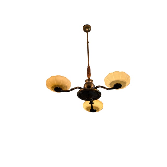 Large 3-Arm Chandelier by Paavo Tynell for Oy Taito AB, 1940s For Sale - Image 12 of 18