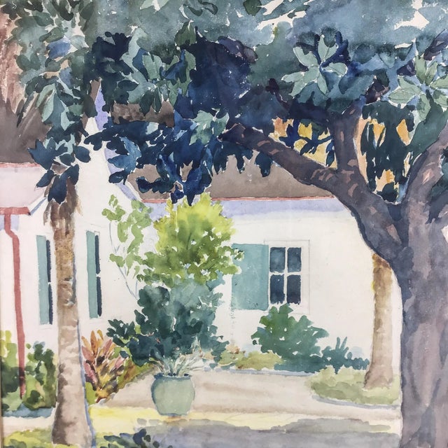 Mid-Century Modern 1960’s Original Watercolor Framed Painting For Sale - Image 3 of 13