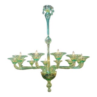 Murano Apple Green Chandelier For Sale