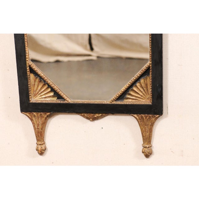 Glass Early 20th Century Black & Gold Neoclassical 5' Tall Mirror, Italy For Sale - Image 7 of 9