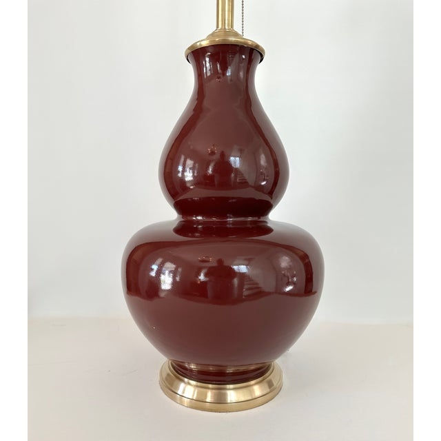Red Single Ralph Lauren Extra Large Oxblood Red Ceramic Lamp With Brass Fittings. For Sale - Image 8 of 17