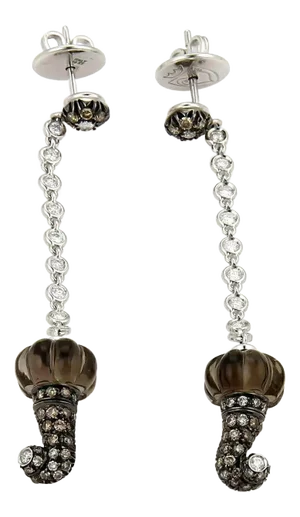 Chantecler Diamond Gemstone & Quartz 18k White Gold Dangle Earrings, 2 Pieces