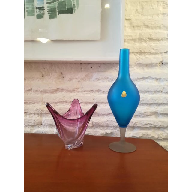 Blue Ice Effect Glass Vase from Stylo, 1960s For Sale - Image 7 of 10