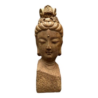 Chinese Stone Carving Dunhuang Buddha Head Sculpture For Sale