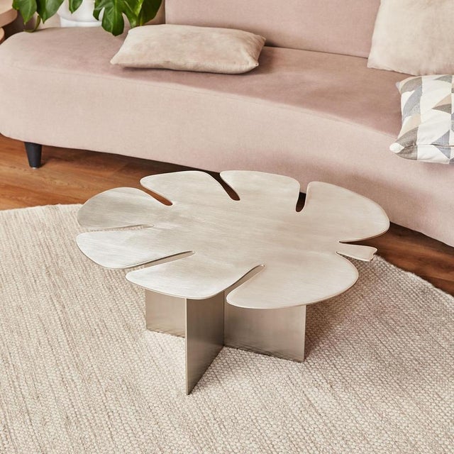 Monstera Sculptural Coffee Table in Stainless Steel by Veliento. Dimensions: W 100 x D 60 x H 35 cm. Materials: Hand...