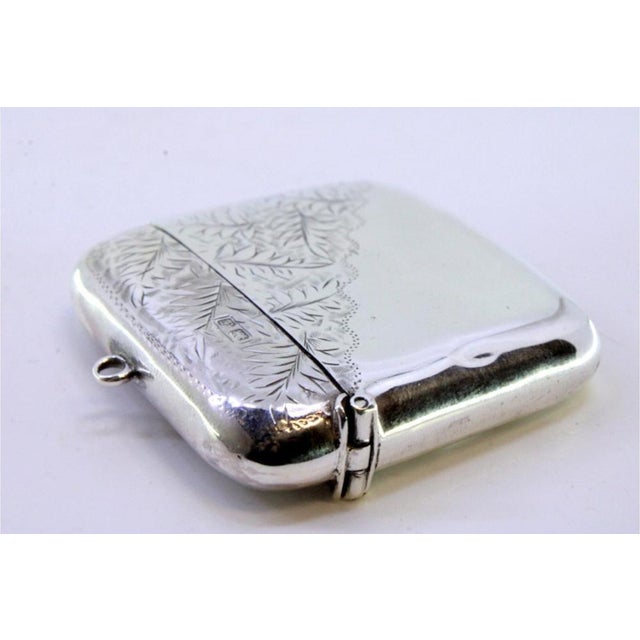 Silver Matchbox with Engraved Plant Motifs and Hanging Ring For Sale - Image 4 of 6