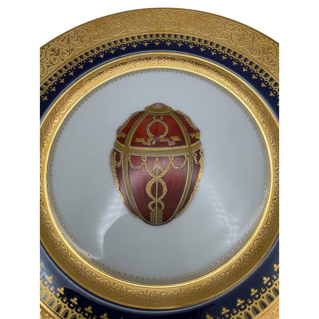 Faberge China Imperial Heritage Cobalt Blue Imperial Rosebud Egg Salad Plate For Sale - Image 4 of 7