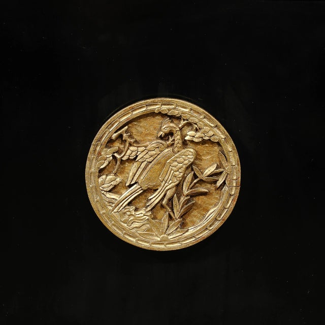 Wood Rare James Mont Cabinet in Black Lacquer W/ Gilt Carved Handles For Sale - Image 7 of 12