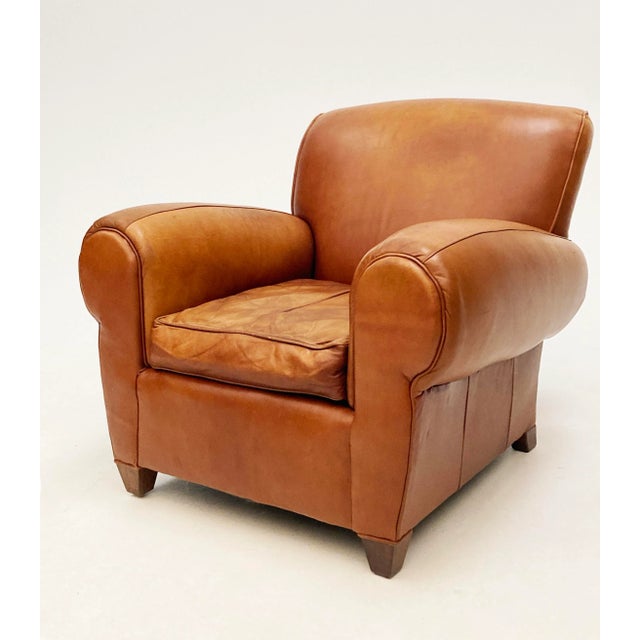 Farmhouse 1990s Mitchell Gold Tan Leather Club Chair For Sale - Image 3 of 11