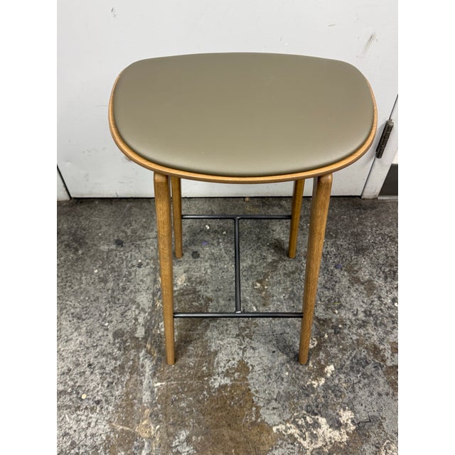 Wood Norr11 Ny11 Bar Stool Light Smoked Oak + Spectrum Autumn Leather Seat For Sale - Image 7 of 12