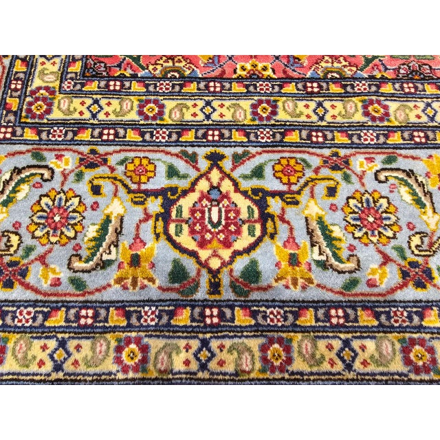 Vintage Persian Tabriz Rug, Hand-Knotted Wool, Allover Herati Pattern, Plum & Blue, 7x10 For Sale - Image 15 of 16