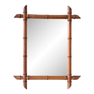 1920s French Faux Bamboo Barber Mirror For Sale