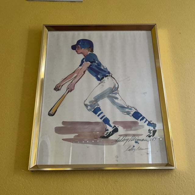 Blue Vintage Leroy Neiman Double Hand Signed Sport Framed Lithograph For Sale - Image 8 of 8