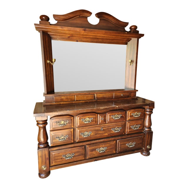 Nomelle 1875 Victorian Revival 9-Drawer Dresser With 2-Drawer Vanity Top For Sale