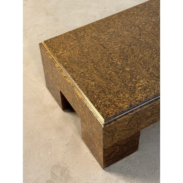 Mid-Century Italian Brass and Veneer Coffee Table, 1970s For Sale - Image 9 of 14