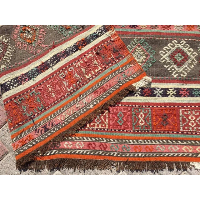 Vintage Turkish Kilim Rug - 63" X 100" For Sale - Image 10 of 11