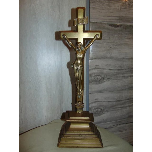 Art Nouveau Brass Standing Cross, 1890s For Sale - Image 10 of 11