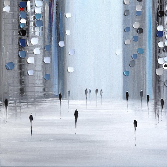 2020s City Pulse - Original Textured Abstract Cityscape Oil Painting Triptych For Sale - Image 5 of 9